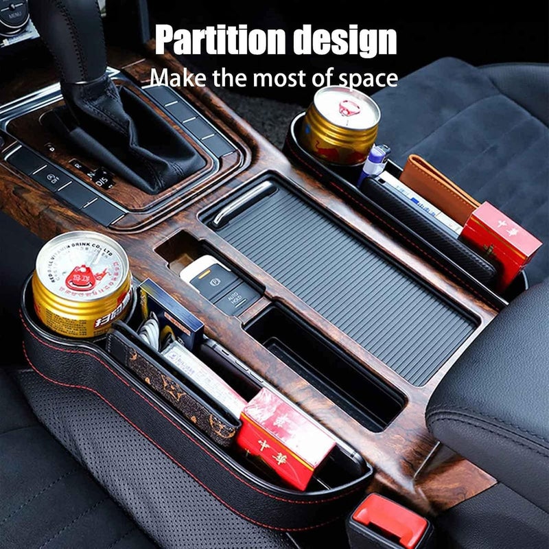 Gihunk 2 Pcs Car Seat Gap Filler - Leather Car Seat Crevice Storage Box with Adhesive Foam Pads, Car Gap Filler Organizer for Front Seat Gap Filler Between Car Seat and Console, Universal Fit - Image 5